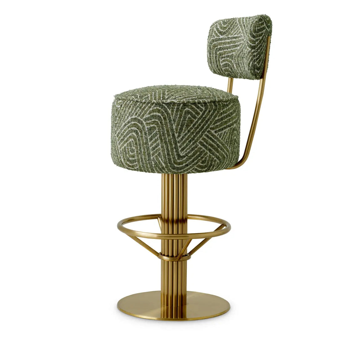 Bar Stool Carleton With Back Camari Green Brushed Brass Finish - image 4