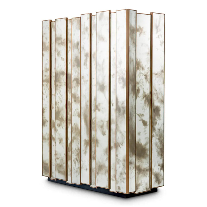 Bar Cabinet Nottingham Antique Mirror Glass Brushed Brass Finish - image 4