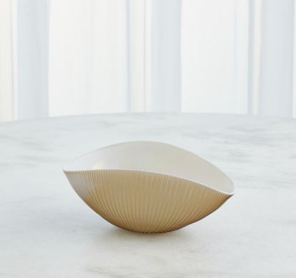 Pleated Bowl-Global Views-GVSA-3.31867-BowlsSmall-Camel / Ivory-18-France and Son