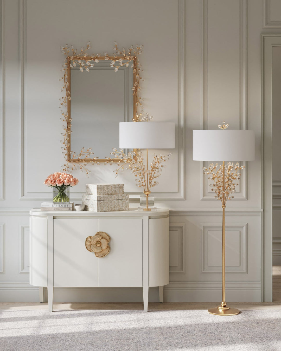 Wall Mirrors Forget-Me-Not Gold Rectangular Mirror