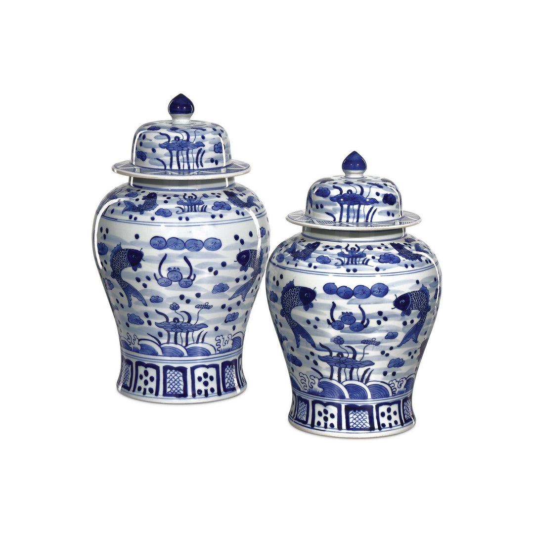 South Sea Blue & White Medium Temple Jar