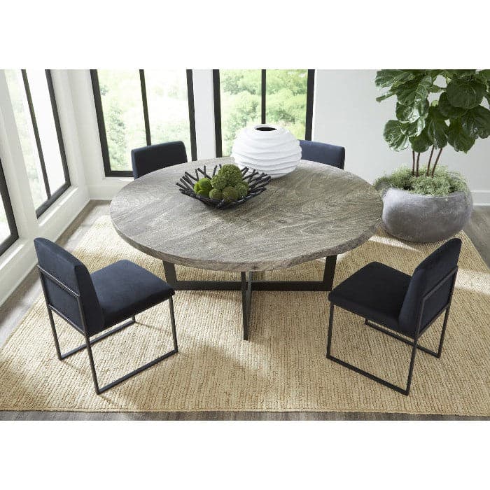 Chuleta Round Dining Table on Stainless Steel Base Gray Stone-Phillips Collection-PHIL-TH86250-Dining Tables-1-France and Son