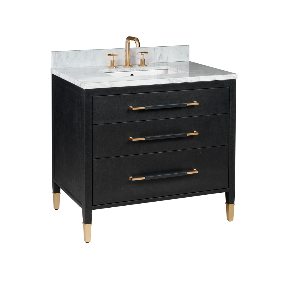 Vanities Verona 36" Black Linen Vanity with Rectangular Undermount Sink