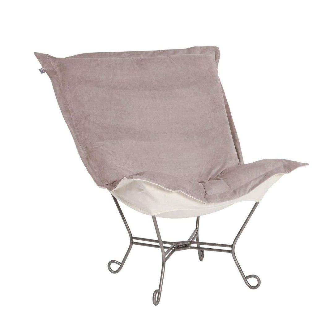 Scroll Puff Chair Seascape Titanium Frame-The Howard Elliott Collection-HOWARD-500-1017-Outdoor Lounge ChairsAsh-Polyester-10-France and Son