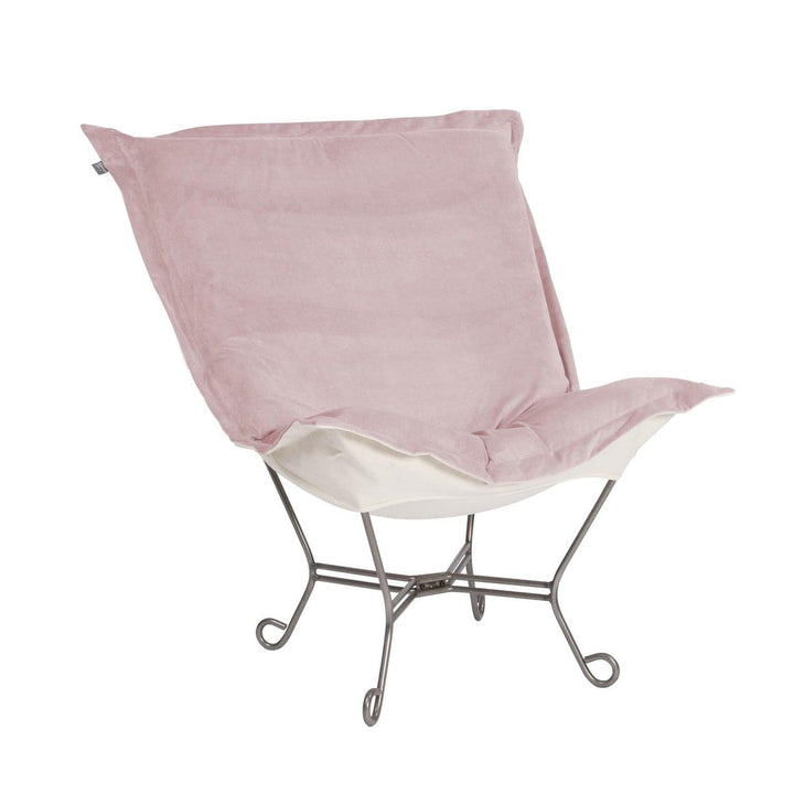 Scroll Puff Chair Seascape Titanium Frame-The Howard Elliott Collection-HOWARD-500-1018-Outdoor Lounge ChairsRose-Polyester-11-France and Son