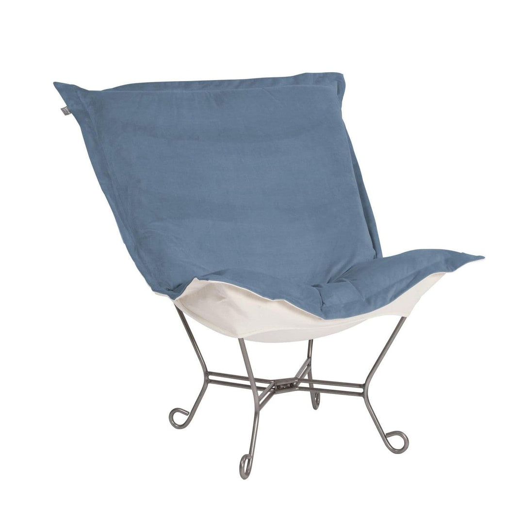 Scroll Puff Chair Seascape Titanium Frame-The Howard Elliott Collection-HOWARD-500-1058-Outdoor Lounge ChairsTeal-Polyester-12-France and Son