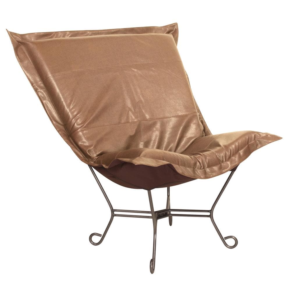 Scroll Puff Chair Seascape Titanium Frame-The Howard Elliott Collection-HOWARD-500-191-Outdoor Lounge ChairsBronze-Polyurethane-13-France and Son