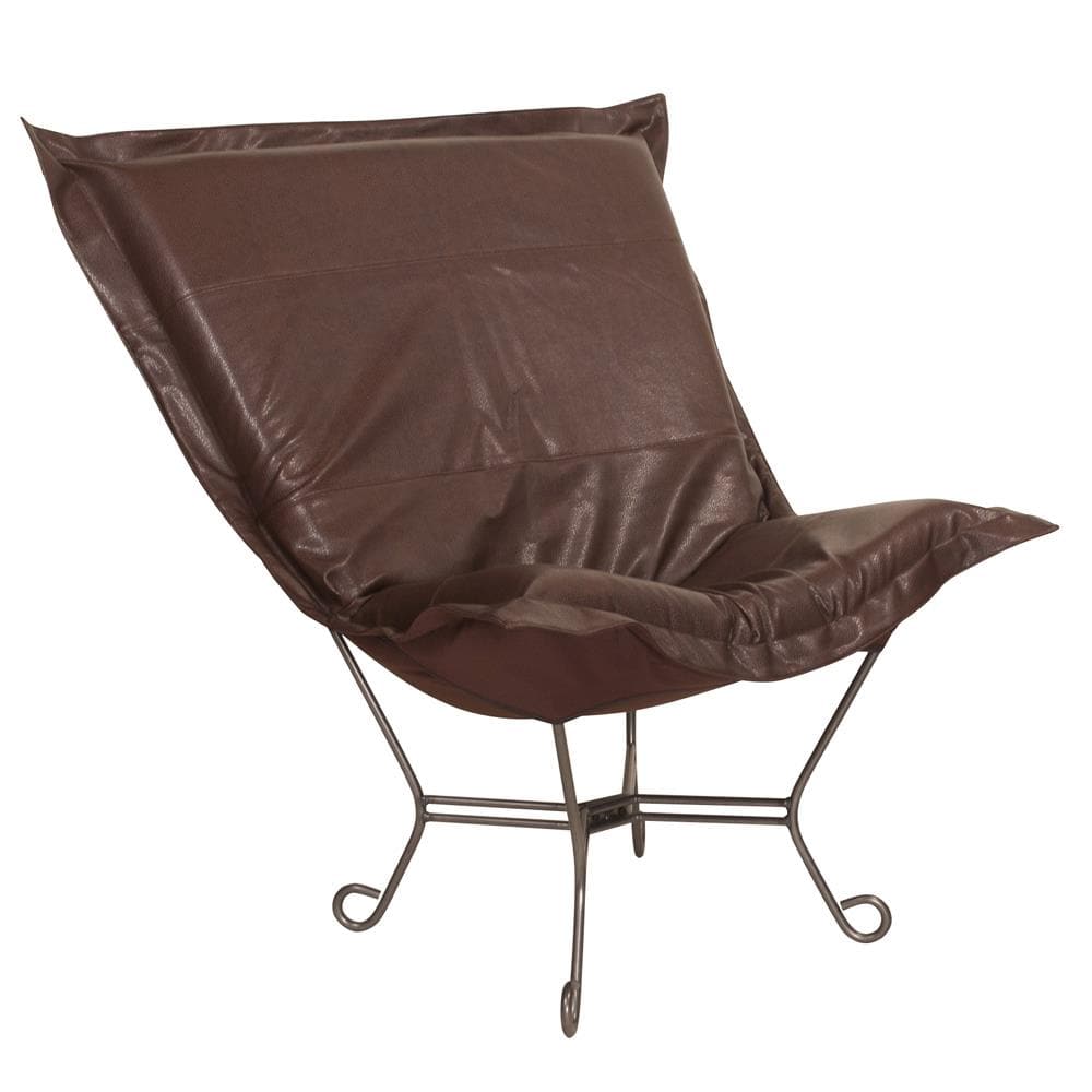Scroll Puff Chair Seascape Titanium Frame-The Howard Elliott Collection-HOWARD-500-192-Outdoor Lounge ChairsPecan-Polyurethane-14-France and Son