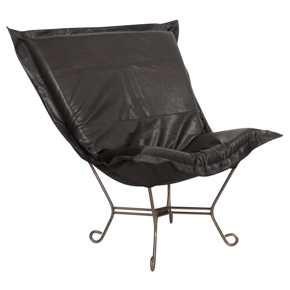 Scroll Puff Chair Seascape Titanium Frame-The Howard Elliott Collection-HOWARD-500-194-Outdoor Lounge ChairsBlack-Polyurethane-16-France and Son