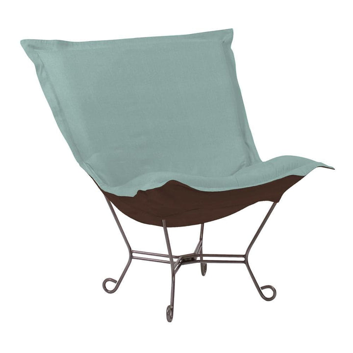 Scroll Puff Chair Seascape Titanium Frame-The Howard Elliott Collection-HOWARD-500-200-Outdoor Lounge ChairsBreeze-Polyester-17-France and Son