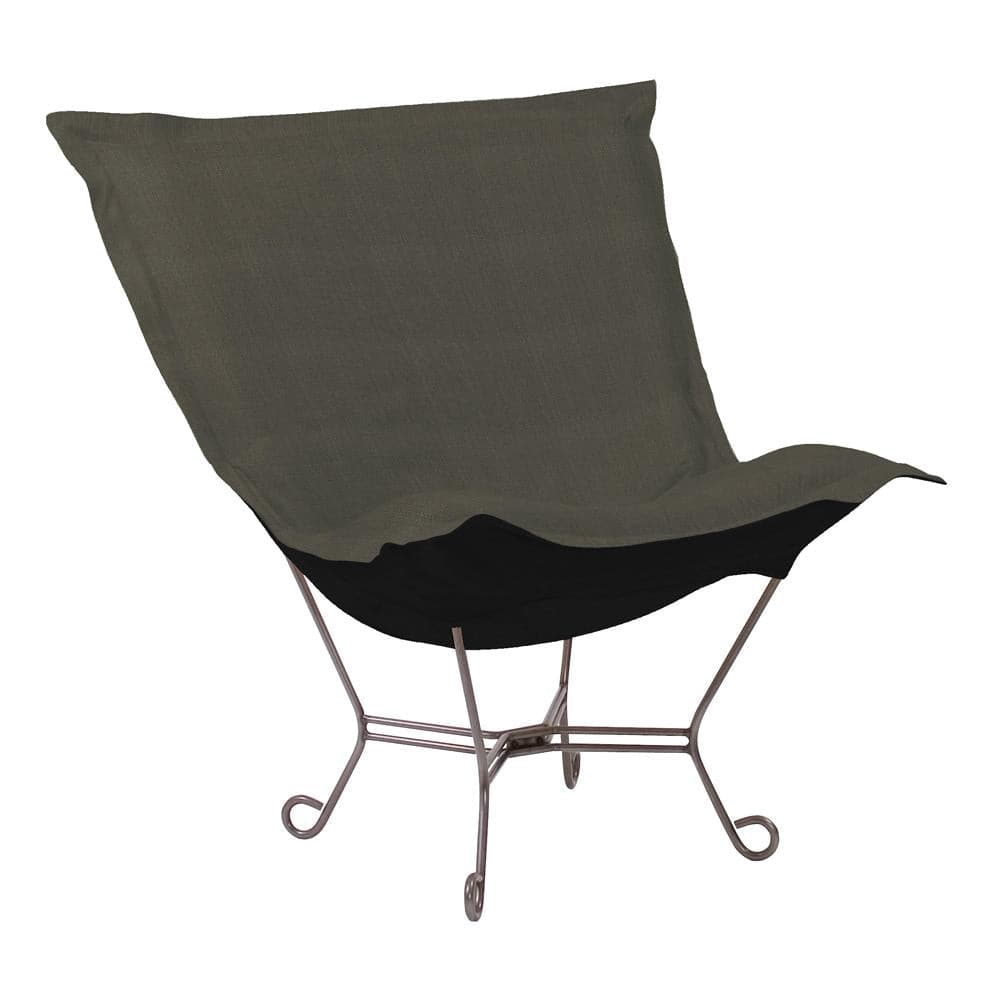Scroll Puff Chair Seascape Titanium Frame-The Howard Elliott Collection-HOWARD-500-201-Outdoor Lounge ChairsCharcoal-Polyester-18-France and Son