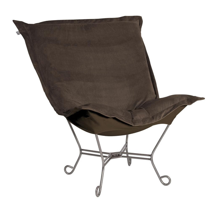 Scroll Puff Chair Seascape Titanium Frame-The Howard Elliott Collection-HOWARD-500-220-Outdoor Lounge ChairsBella Chocolate-Polyester-20-France and Son