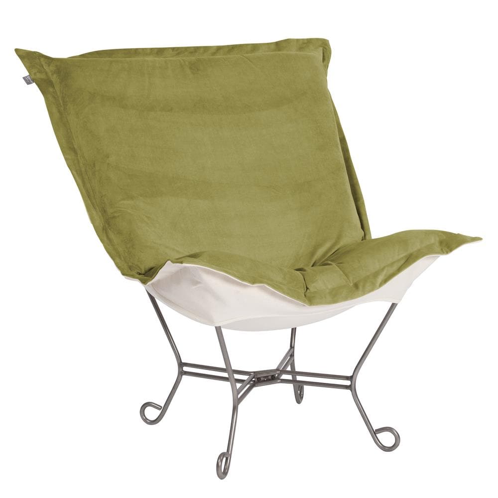 Scroll Puff Chair Seascape Titanium Frame-The Howard Elliott Collection-HOWARD-500-221-Outdoor Lounge ChairsMoss-Polyester-21-France and Son
