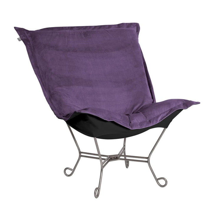 Scroll Puff Chair Seascape Titanium Frame-The Howard Elliott Collection-HOWARD-500-223-Outdoor Lounge ChairsEggplant-Polyester-22-France and Son