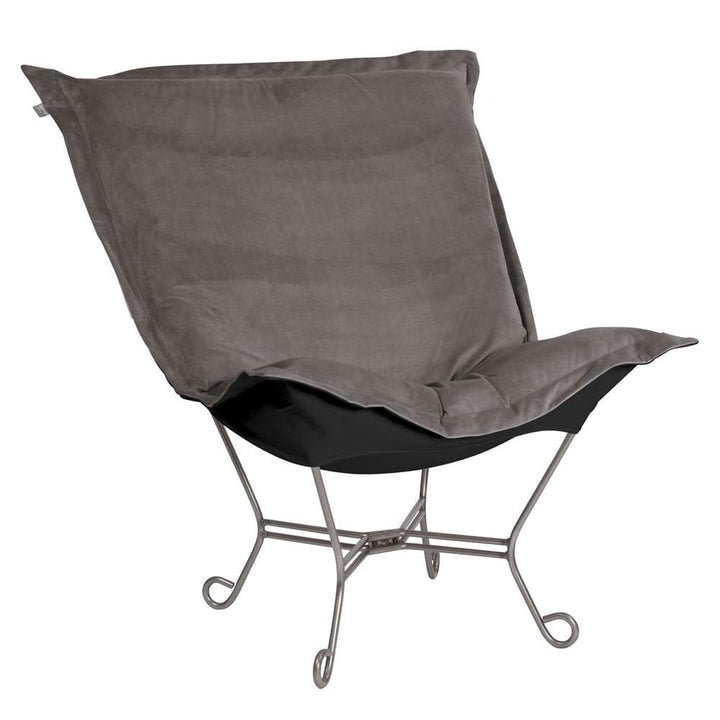 Scroll Puff Chair Seascape Titanium Frame-The Howard Elliott Collection-HOWARD-500-225-Outdoor Lounge ChairsPewter-Polyester-24-France and Son