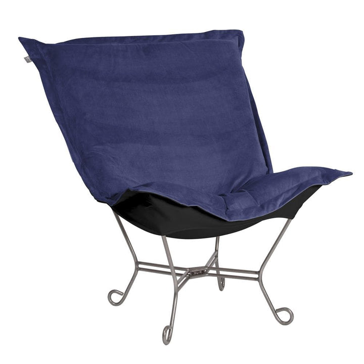 Scroll Puff Chair Seascape Titanium Frame-The Howard Elliott Collection-HOWARD-500-972-Outdoor Lounge ChairsRoyal-Polyester-25-France and Son
