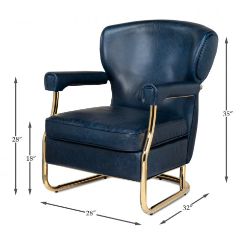 Santa Monica Arm Chair-SARREID-SARREID-28885-Lounge ChairsChateau Blue Croc Leather-10-France and Son