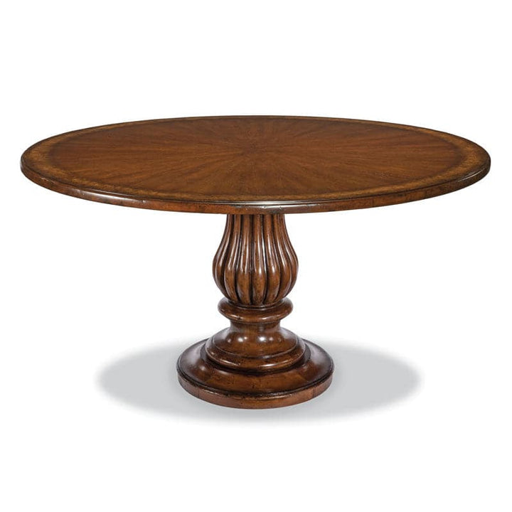 Pedestal Dining Table-Woodbridge Furniture-WOODB-5039BT58-10NHP-Dining TablesHardwood solids and cherry veneer with burl border-3-France and Son