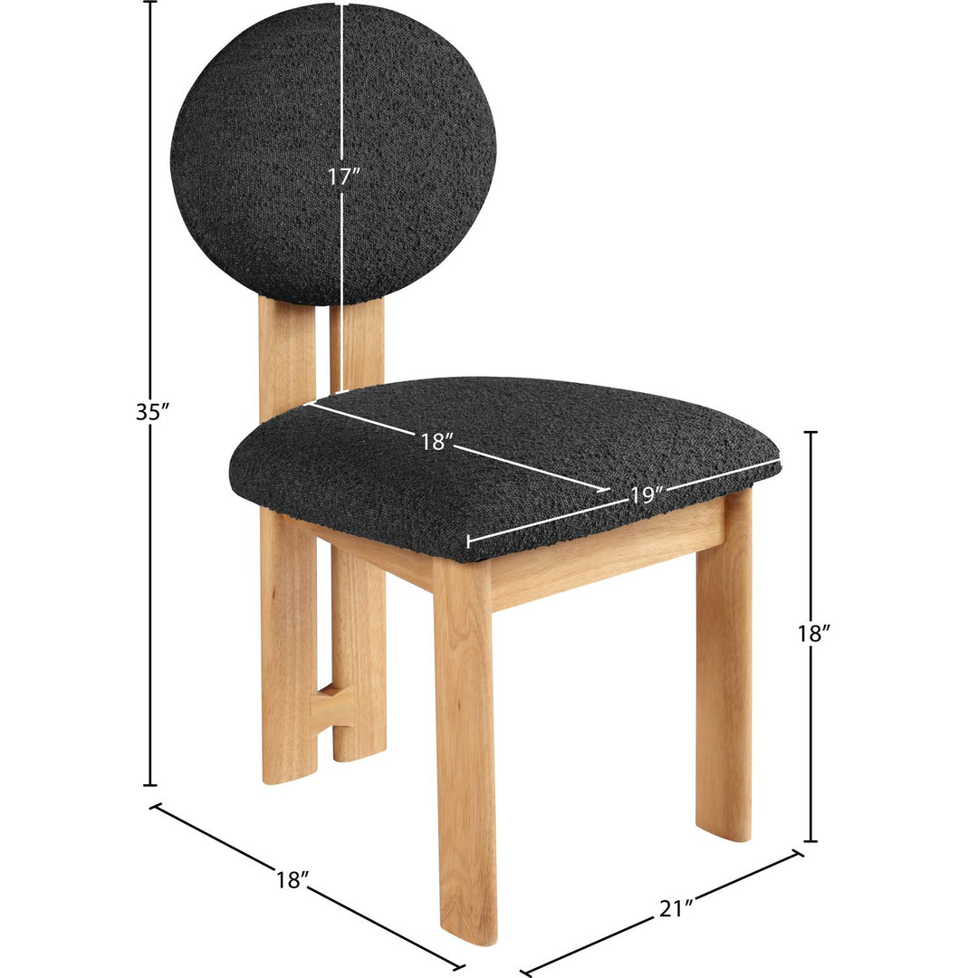 Napa Boucle Fabric Upholstered Dining Chair — Black / Stained Natural