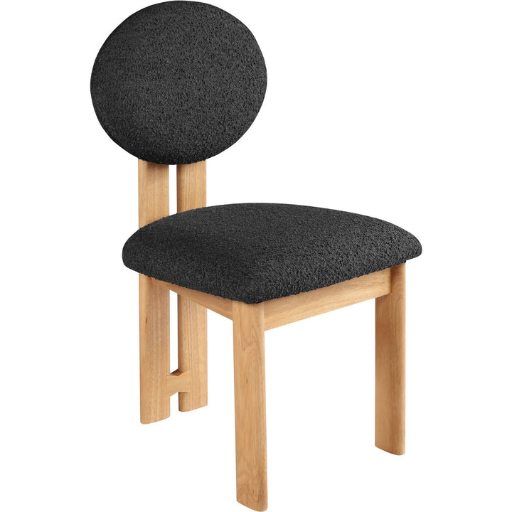 Napa Boucle Fabric Upholstered Dining Chair — Black / Stained Natural
