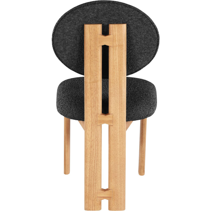 Napa Boucle Fabric Upholstered Dining Chair — Black / Stained Natural