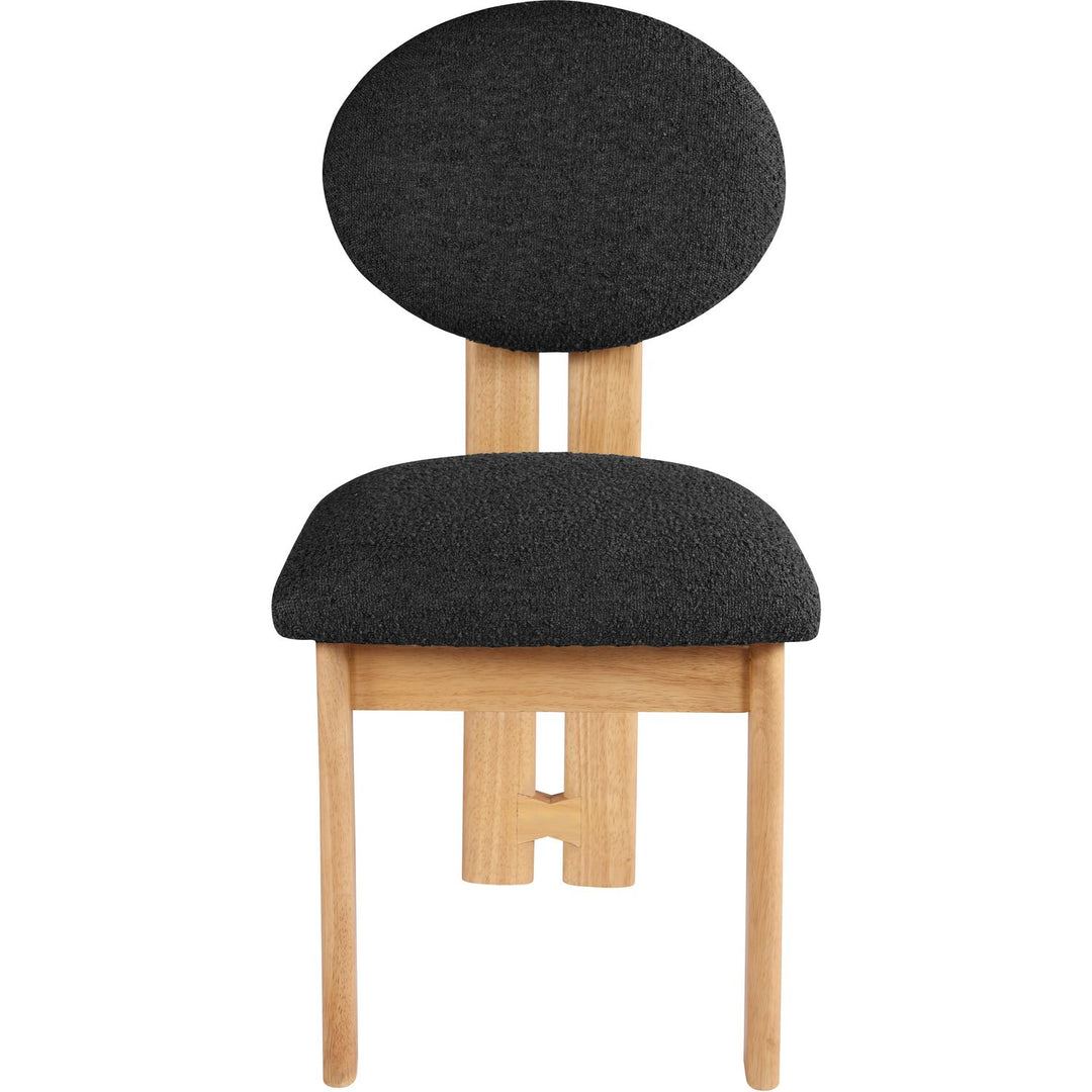 Napa Boucle Fabric Upholstered Dining Chair — Black / Stained Natural