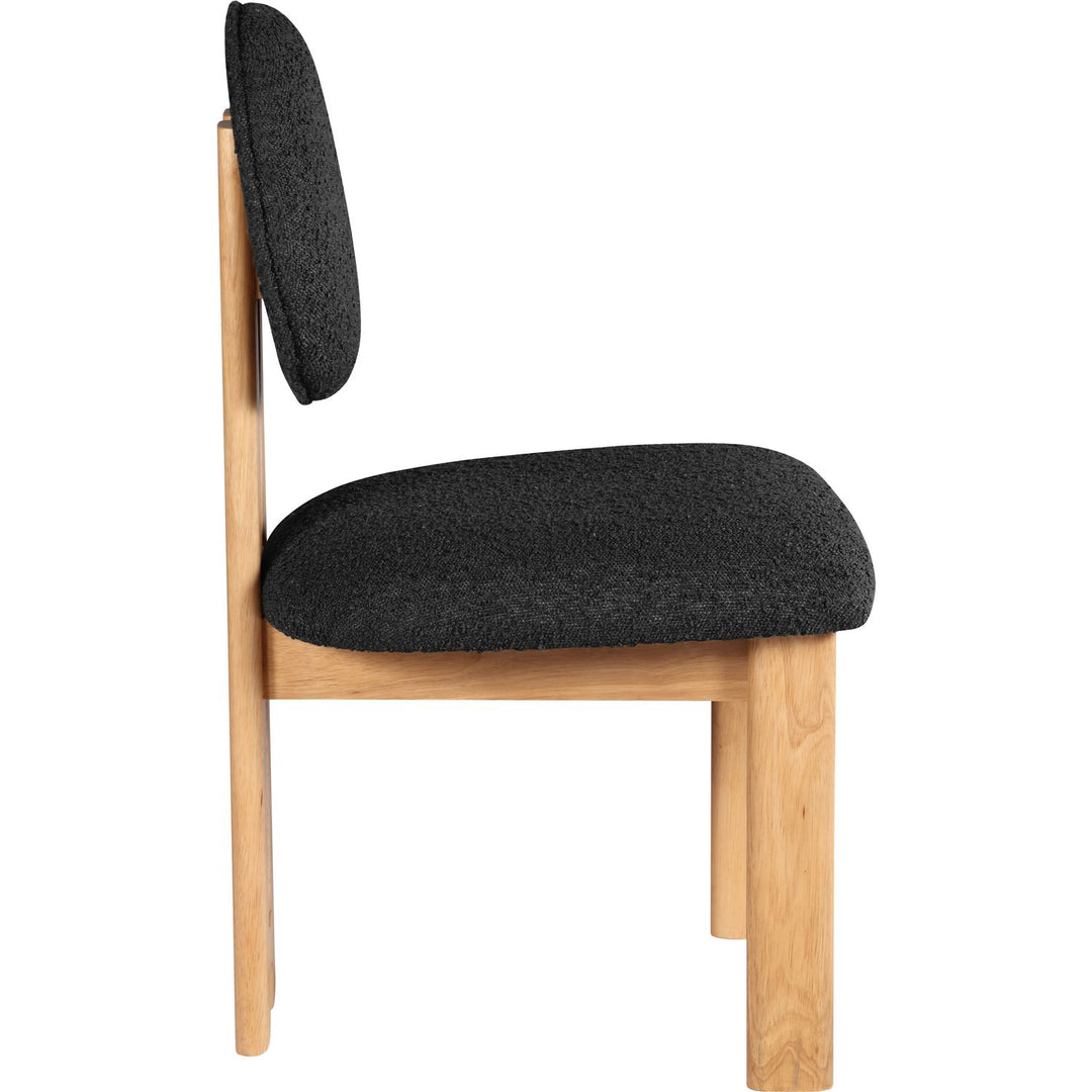 Napa Boucle Fabric Upholstered Dining Chair — Black / Stained Natural