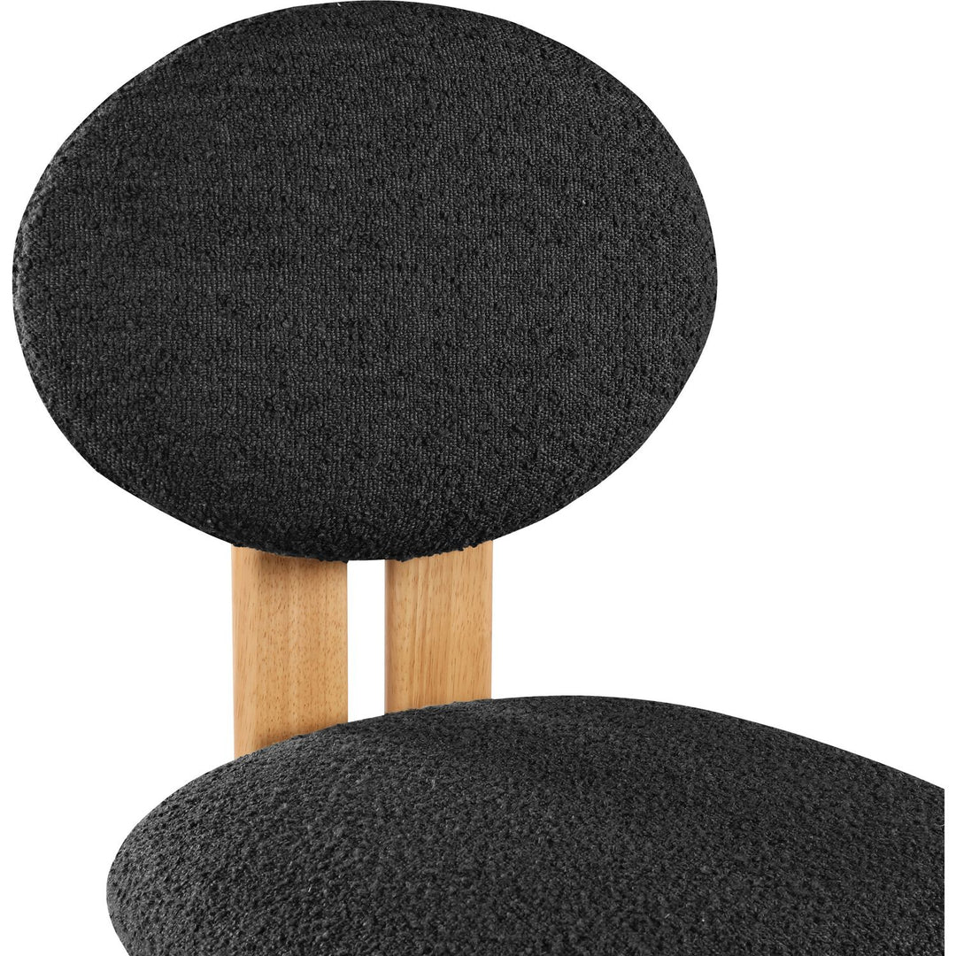 Napa Boucle Fabric Upholstered Dining Chair — Black / Stained Natural