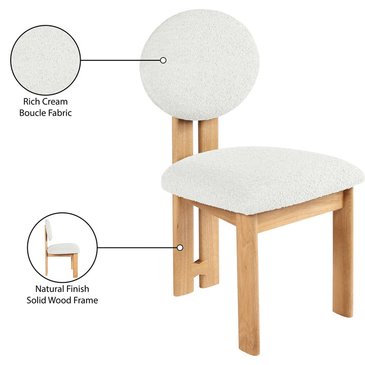 Napa Boucle Fabric Upholstered Dining Chair — Cream / Stained Natural