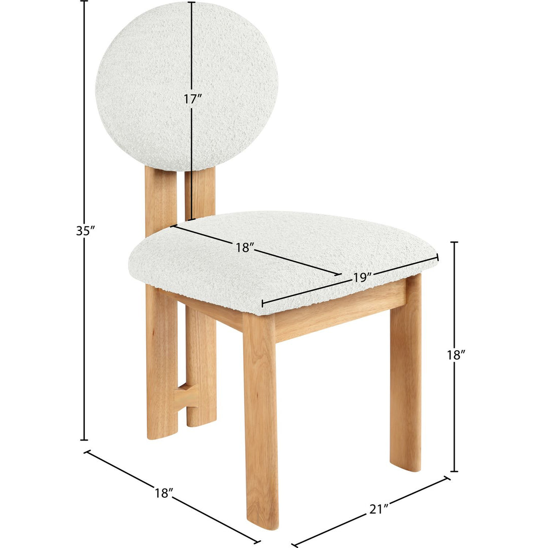 Napa Boucle Fabric Upholstered Dining Chair — Cream / Stained Natural