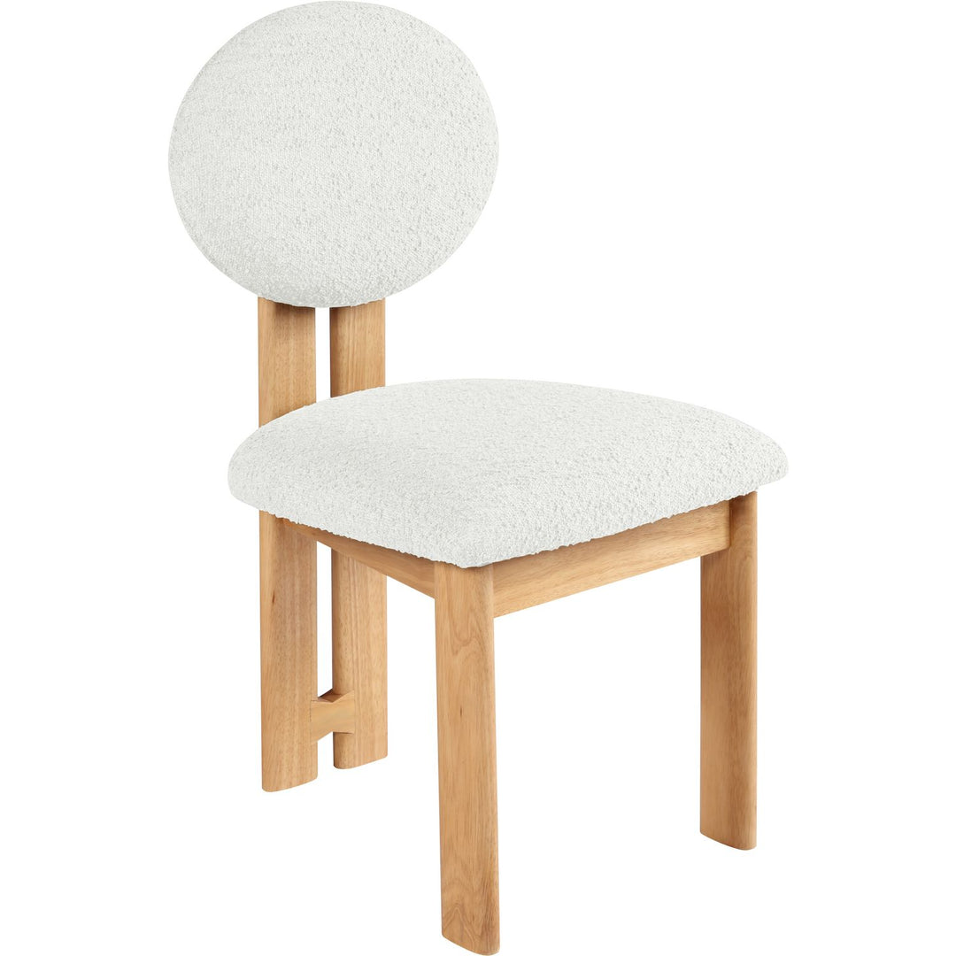Napa Boucle Fabric Upholstered Dining Chair — Cream / Stained Natural