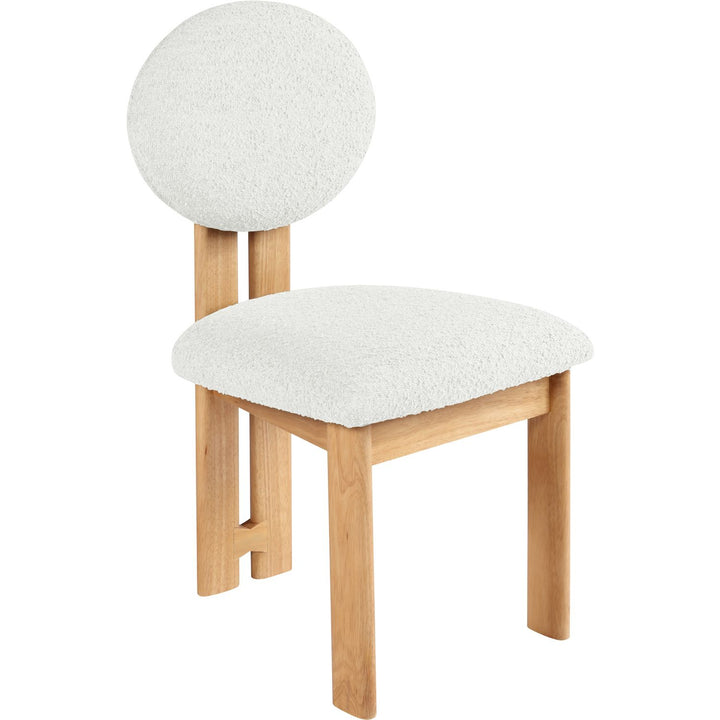 Napa Boucle Fabric Upholstered Dining Chair — Cream / Stained Natural