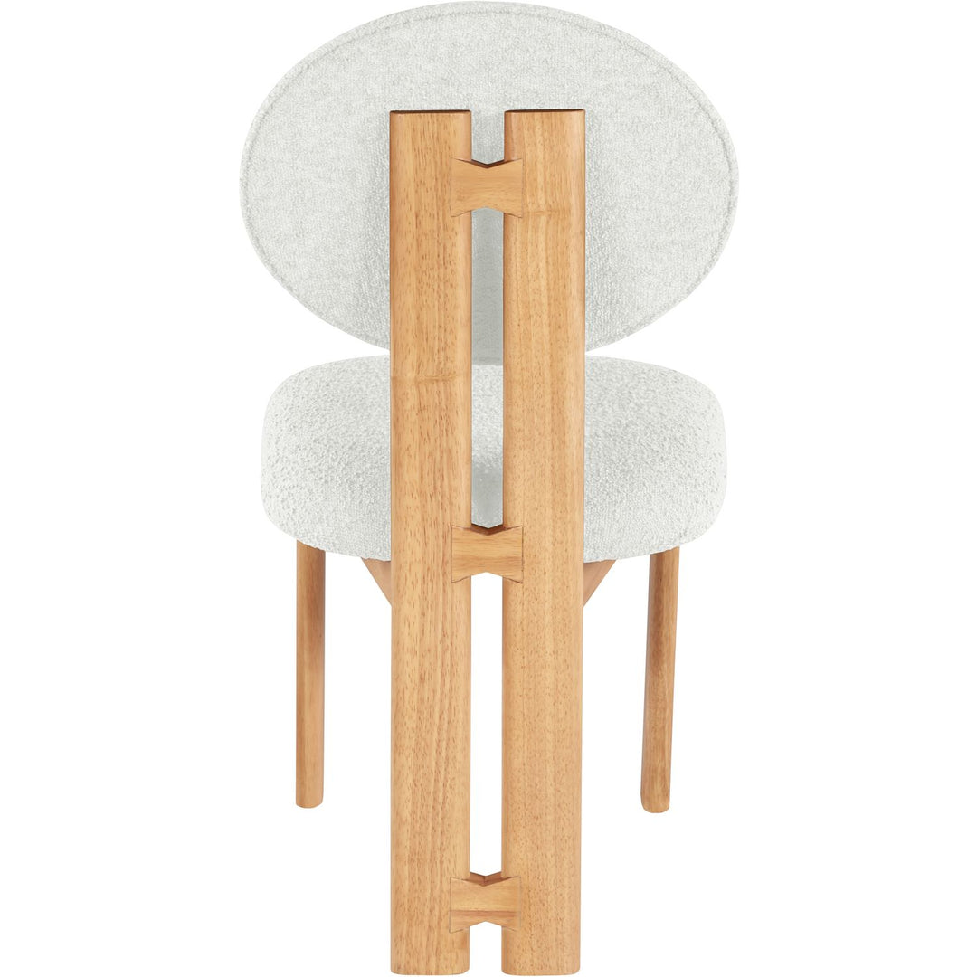 Napa Boucle Fabric Upholstered Dining Chair — Cream / Stained Natural