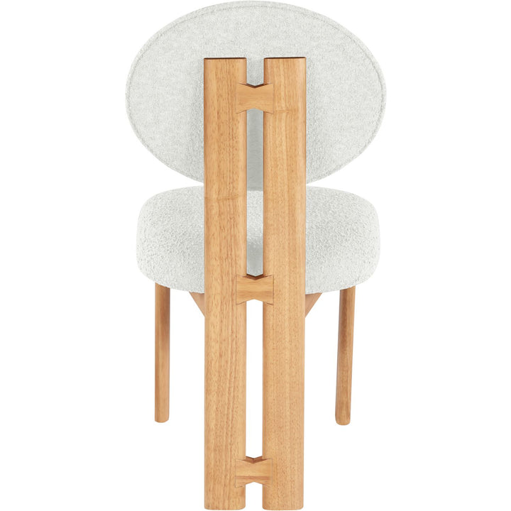 Napa Boucle Fabric Upholstered Dining Chair — Cream / Stained Natural