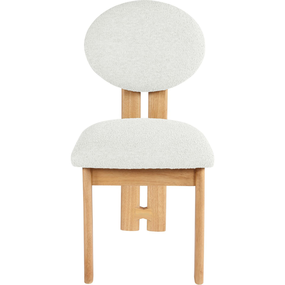 Napa Boucle Fabric Upholstered Dining Chair — Cream / Stained Natural