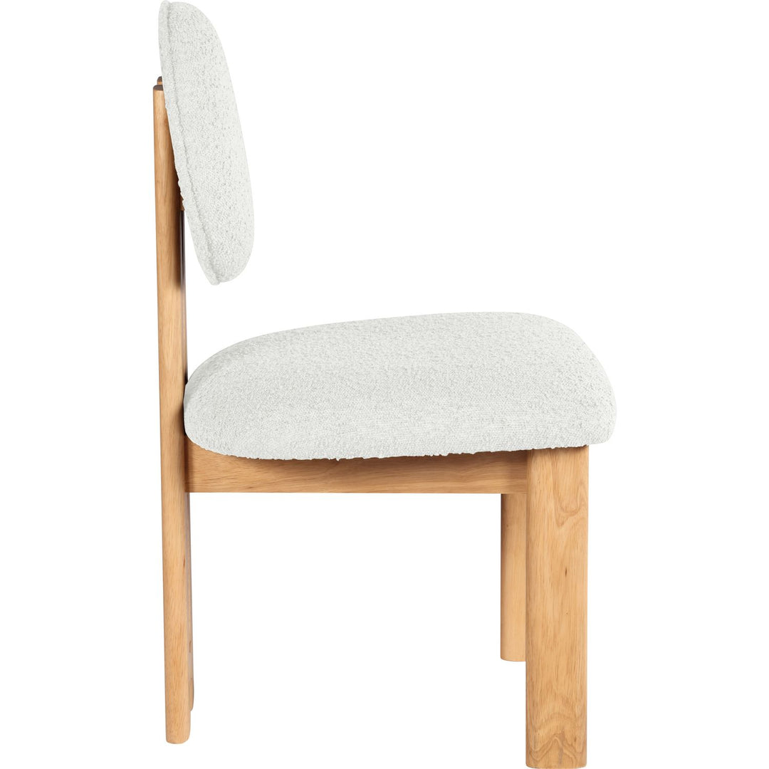 Napa Boucle Fabric Upholstered Dining Chair — Cream / Stained Natural