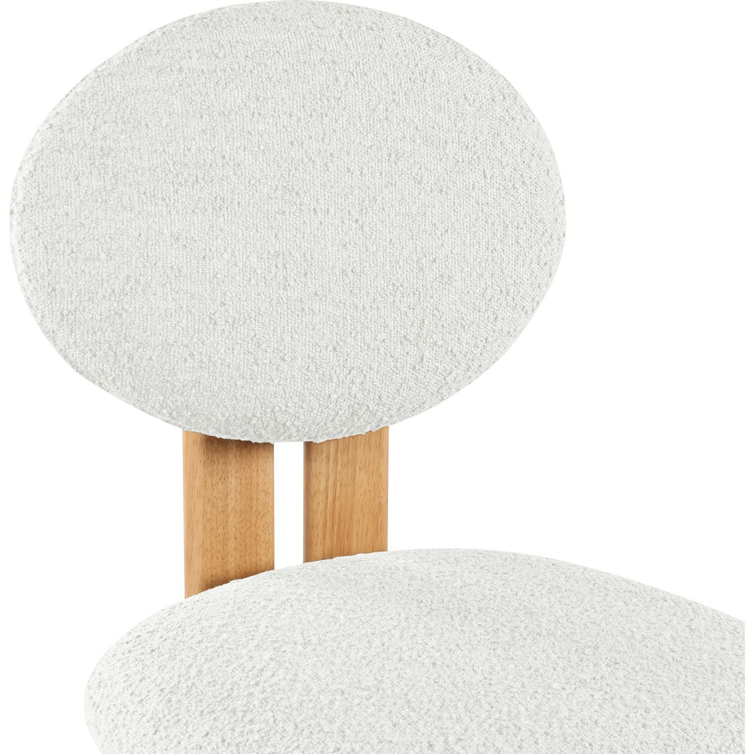 Napa Boucle Fabric Upholstered Dining Chair — Cream / Stained Natural