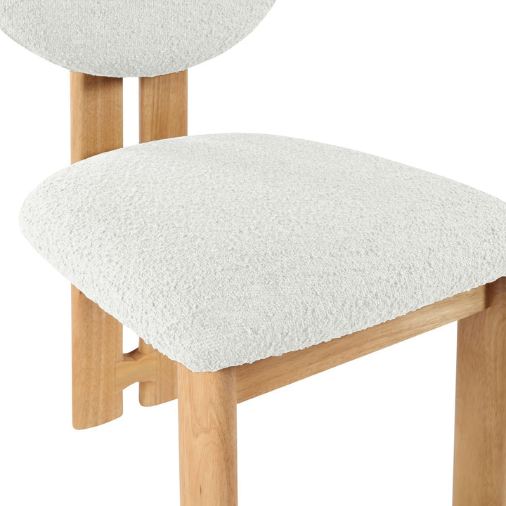 Napa Boucle Fabric Upholstered Dining Chair — Cream / Stained Natural