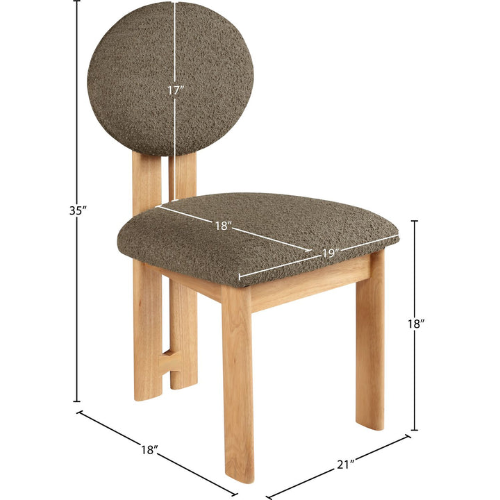 Napa Boucle Fabric Upholstered Dining Chair — Olive / Stained Natural