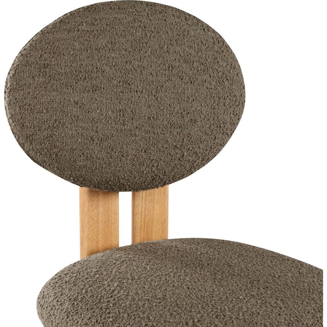 Napa Boucle Fabric Upholstered Dining Chair — Olive / Stained Natural