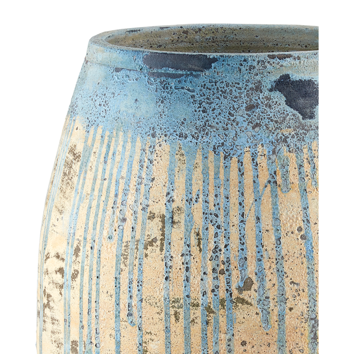 Outdoor Planters Sicilia Large Antique Blue Drip Planter