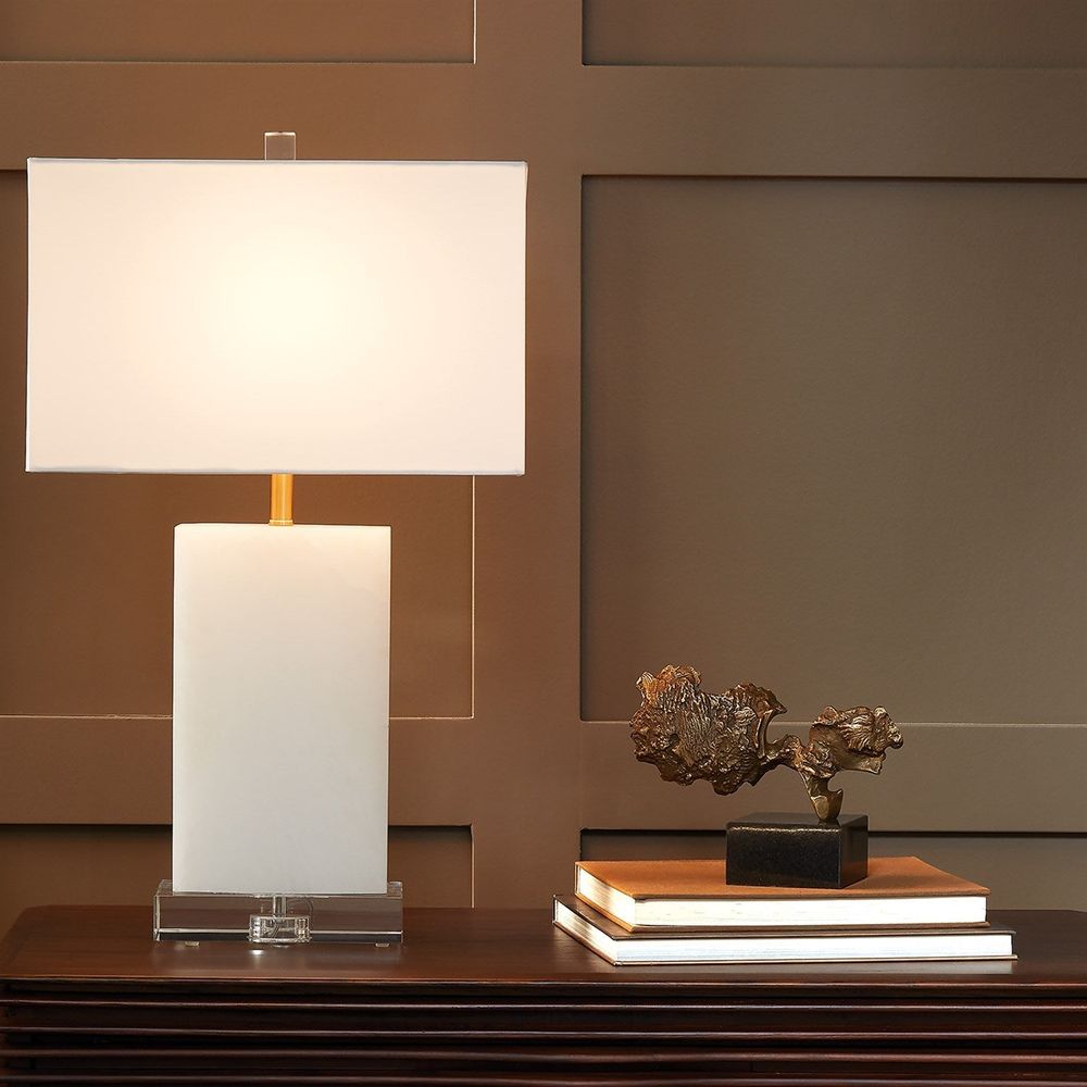 Table Lamps Alabaster Rectangular Table Lamp-Brass