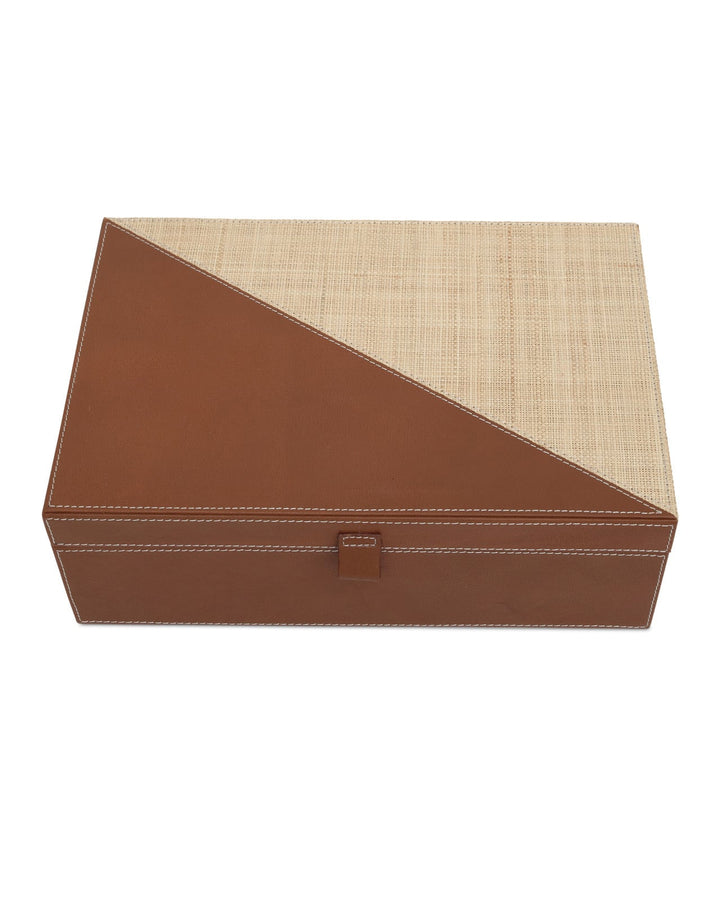 Boxes Leather & Raffia Box Set of 2