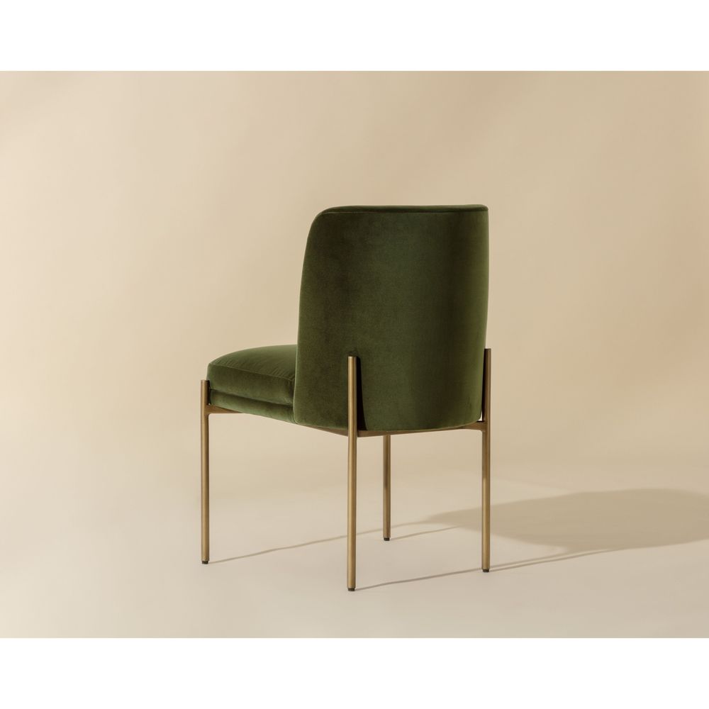 Richie Dining Chair - Antique Brass - Forest Green