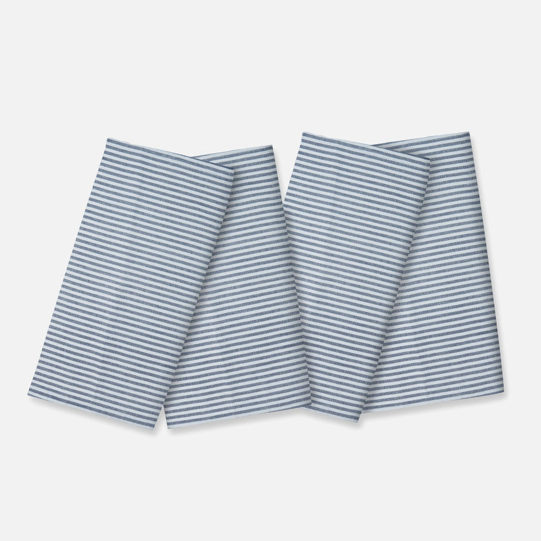 Brooks Classic Navy Stripe Cocktail Napkin Cotton Canvas 10X10 Pack/4