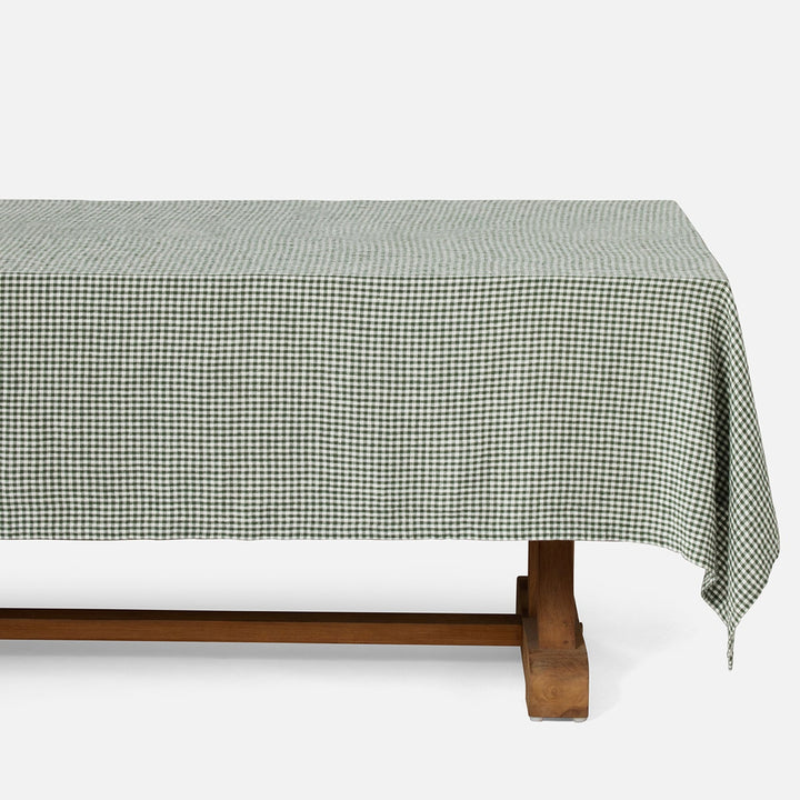 Blake Green/White Gingham Tablecloth 70" X 124"