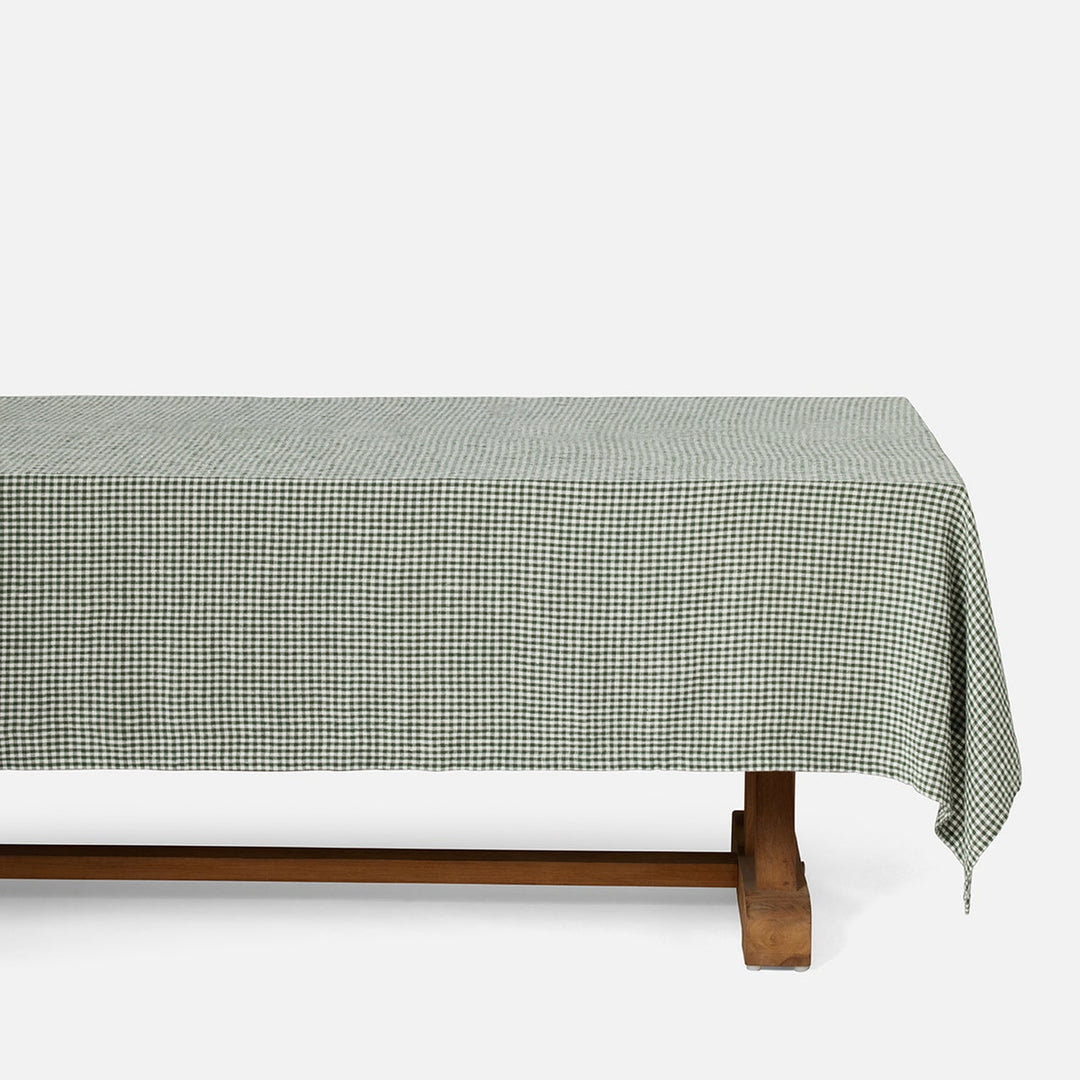 Blake Green/White Gingham Tablecloth 70" X 146"