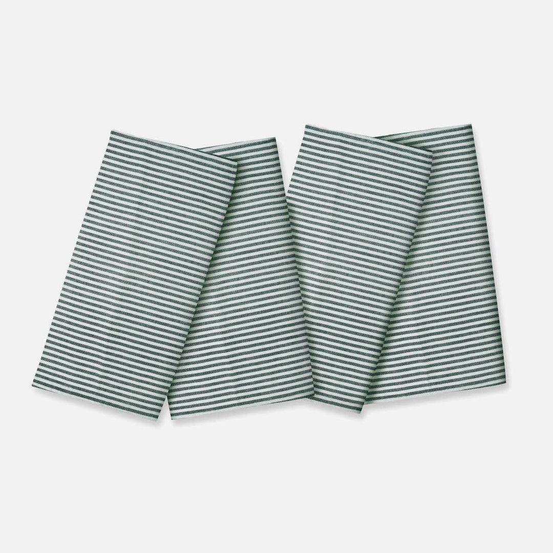 Brooks Dark Green Stripe Napkin Cotton Canvas 20X20 Pack/4
