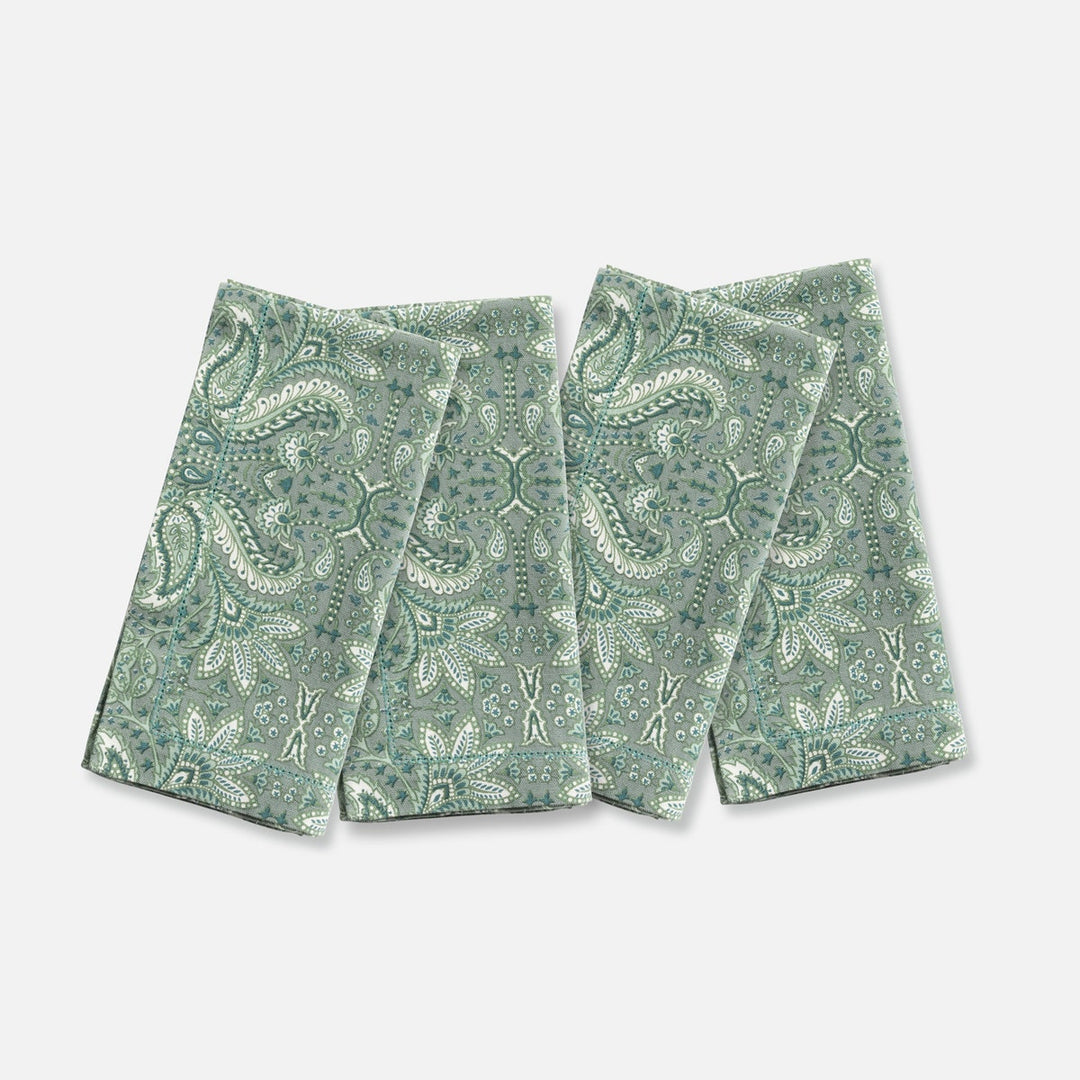 Mathilde Forest Green Paisley Napkin 20"X20" Cotton Duck Canvas Pack/4