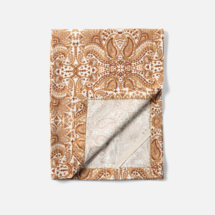 Mathilde Golden Brown Paisley Kitchen Towel 20"X28" Cotton Duck Canvas Pack/2